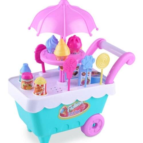 Lovely Simulation Candy Lollipop Ice Cream Plastic Trolley Children Girls Toy Supermarket Children Play Toy Ice Cream Cart Gifts