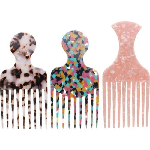 4mm thickness WITH LOGO Afro Comb Acetate Tortoise Shell Salon Hairdressing Wide Tooth Comb For Women Girls