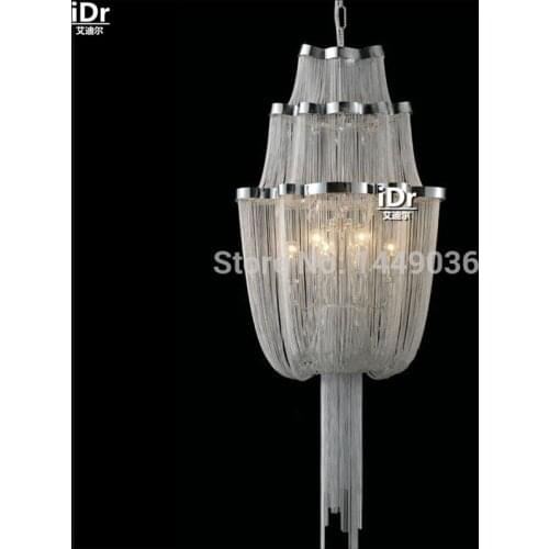 Luxury lamp Chandeliers light rain after Italian luxury modern aluminum chain tassel chain double staircase lights