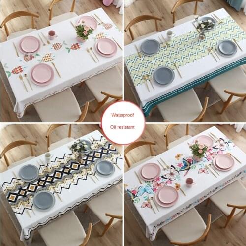 Nordic Style PVC Print Table Cloth Rectangular Waterproof Oilproof European Tablecloths Dinning Table Cover Home Decor