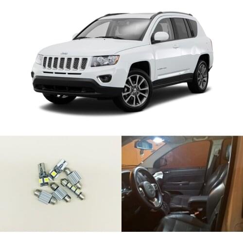 6PCs/Pack Canbus Error Free Led Interior Light Kit Package For Jeep Compass Accessories 2012-2016 Map Dome Trunk License Lamp