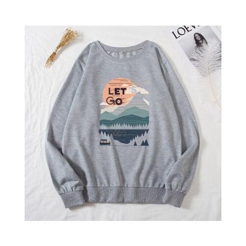 Spring 2021 leopard print new mountain print ladies round neck long-sleeved Tee Harajuku pocket pullover top street casual c