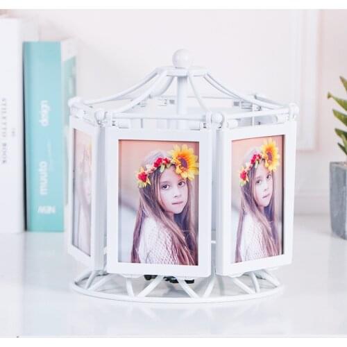 Rotating music box photo frame setting creative personality 5 inch photo frame childrens photo studio wedding dress