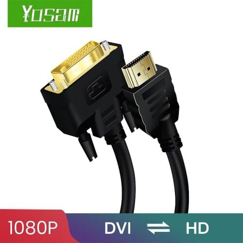 YOSAM HDMI-compatible To DVI Bi-direction DVI-D 24+1 Adapter Cable HD 1080P for Xbox PS4 HDTV LCD DVD Male to Male DVI to HD