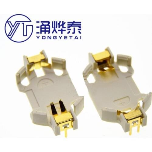 YYT 10PCS non-gilded Plug-in battery socket BS-CR2032 3V white in-line battery box KST-2013 solder wire type