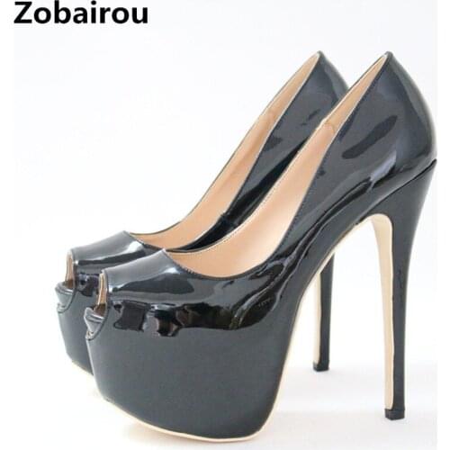 Sandalia feminina black nude patent leather extreme high heel ladies pumps peep toe platform sandals wedges bridal shoes woman