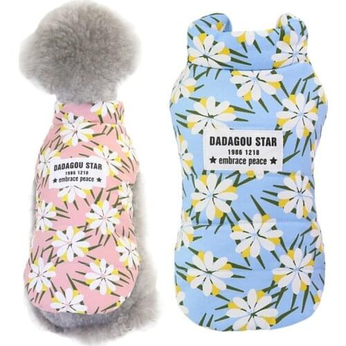 Dog Winter Autumn Padded Jacket Warm Little Daisy Print Lovely Puppy Outfit Dog Coat Winter Down Jacket