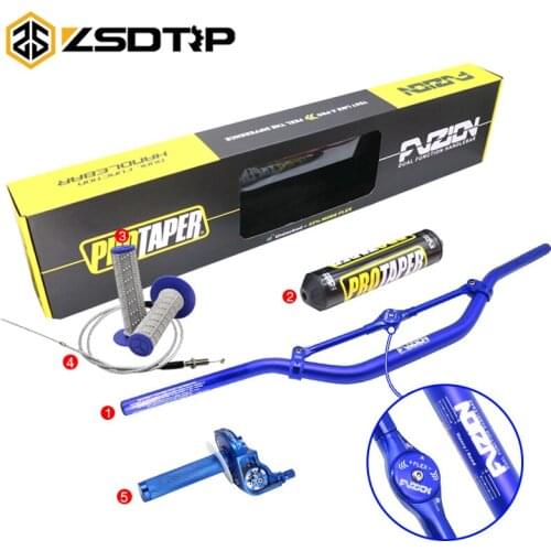 ZSDTRP CNC Handlebar For Pro Taper 28mm 1 1/8" Handle Bar Pads Grips Throttle Cable Dirt Pit Bike Racing Motorcycle