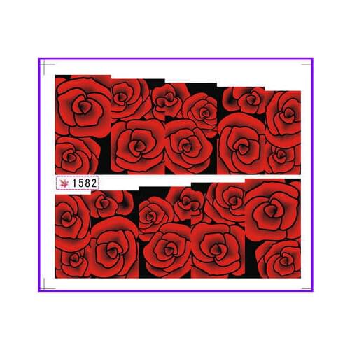 1X Water Transfers Stickers Nail Decals Stickers Water Decal Full Cover Red Rose SY1582
