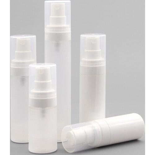 30pcs 15ml 30ml 50ml Mini white Frosting clear airless plastic container Fine spray bottle travelling cosmetic packaging