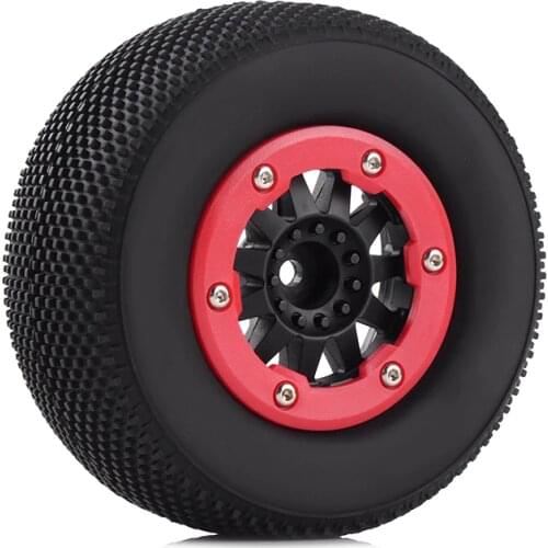 4PCS/Set Rubber Tires&Beadlock Wheel Rim for 1/10 RC Short-Course Truck Car Traxxas slash HPI VKAR 10SC