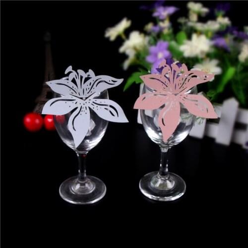 50pcs flower Laser Cut Paper Place Card Escort Card Cup Card Wine Glass Card Wedding Decoration, Wedding Favors and gifts,paper