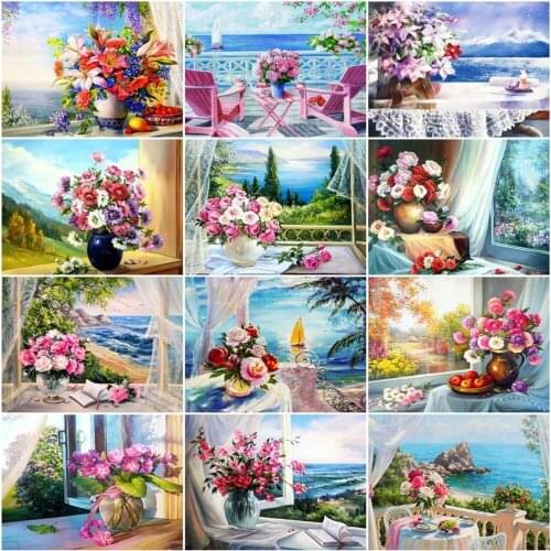 5D Diy Diamond Painting Flower Full Square Round Rhinestone Kit New Arrival Diamond Embroidery Vase Mosaic Peony Wall Art Decor