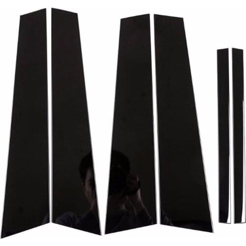 6pcs Black Polished Aluminum B C Window Pillar Post Trim Kit Cover Trim For BMW New 5 Series G30 2017 2018