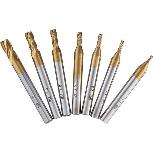 7pcs Machine Milling Cutter Tools 1.5mm 2mm 2.5mm 3mm 4mm 5mm 6mm 4 Flute End Mill Bits Machine Tools for Wood Steel