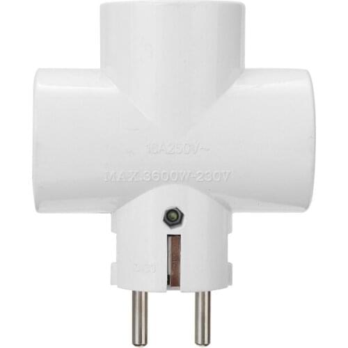 Multiple Plug Socket 16A 250V 3-way Multiple Plug Socket Adapter EU Standard Multi-plug Child Protection Electrical Adapter