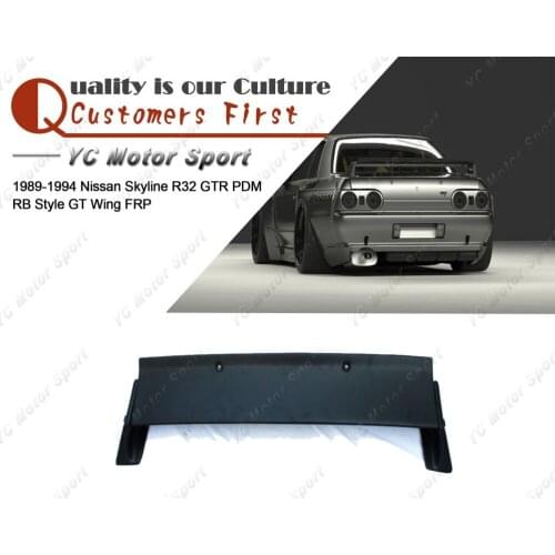 Car Accessories FRP Fiber Glass PD Style Trunk GT Wing with Rod Fit For 1989-1994 Skyline R32 GTR Rear Spoiler Wing