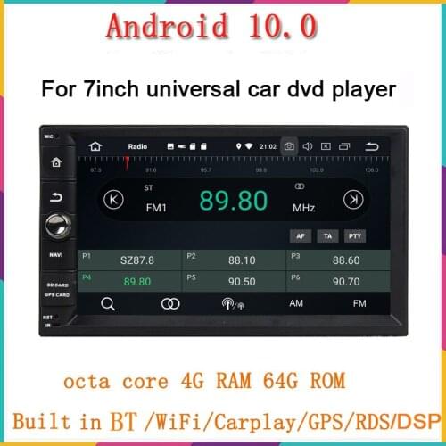 Two din Octa core android 10.0 universal Car Multimedia Playerwith gps navigation built in wifi support DVR OBD DAB