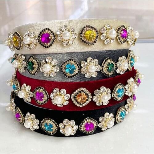 Baroque Rhinestone Flower Hairband Headband Adult Hair Accessories