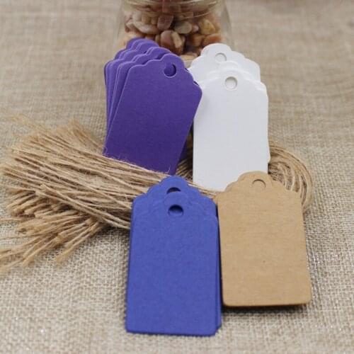 5*3cm DIY white/brown/purple/blue color blank paper gift tag 500pcs +500pcs string for Craft Luggage Price Hang Tags