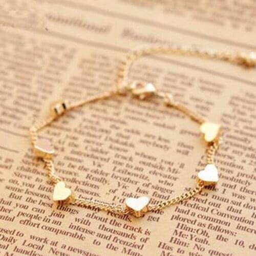 Women Heart Love Design Gold Foot Jewelry Chain Anklet Bracelet For Women Girls Summer Fashion Foot Jewelry Accessories