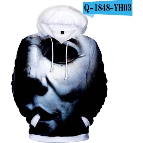 Black Hoodie Scary 3D Hoodies Men/women Sweatshirt Cosplay Long Sleeve Mens Pullovers Scary Movie Michael Myer Halloween Casual