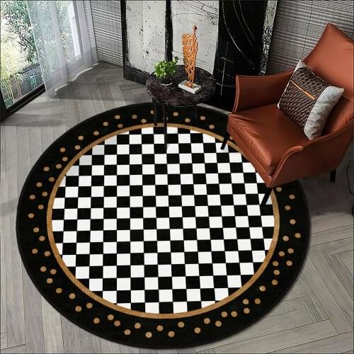 Black color living room carpet kitchen round carpet room carpet black white checkered anti allergic high quality Free Shipping
