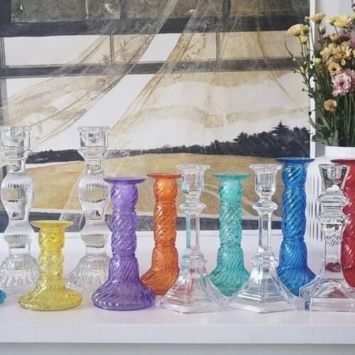 Colorful Glass Christmas Crystal Candle Stand Holder Centerpieces Nordic Decoration Home Candle Stick Porta Velas Candelabra 300