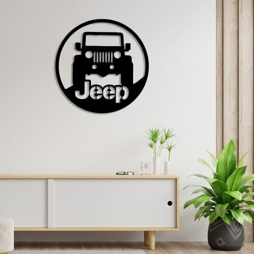 Jeep Lettering and Jeep Image Wall Room Home Accessory Wooden Table 50x50cm