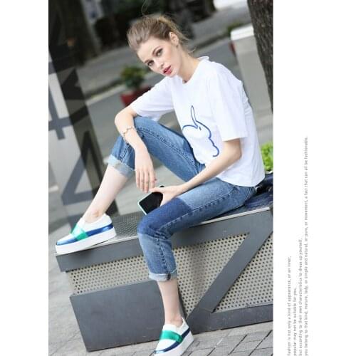 Line cute rabbit T-Shirt Summer Casual grunge tumblr quote vintage camisetas cotton aesthetic fashion funny graphic art Tee Top