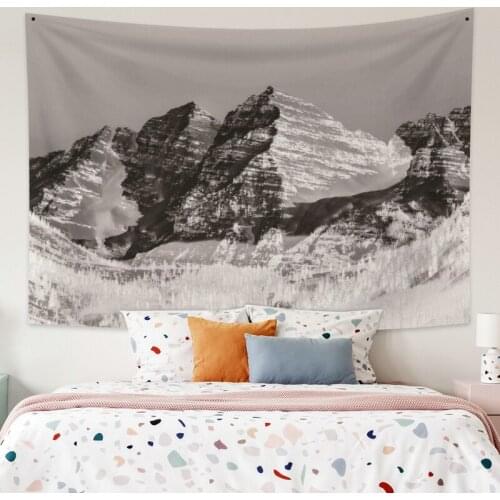 Black Mountains Tapestry Vintage Exotic Summer Plant Nature Frame for Bedroom Photography Wall Decor