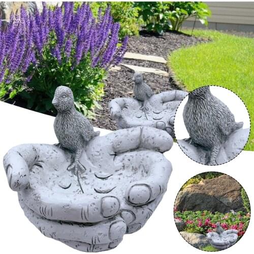 Garden decoration sculpture resin bird feeder bowl bird bath tray plant pot garden lawn courtyard desktop decoration