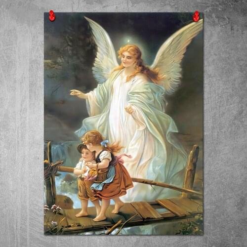Canvas Painting Guardian Angel Poster and Prints Wall Art Pictures for Living Room Home Decor No Frame