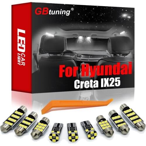 GBtuning Error Free LED Interior Light Kit 7PCS For Hyundai Creta IX25 2014 2015 2016 2017 2018 2019 Car Indoor Dome Lamp Parts