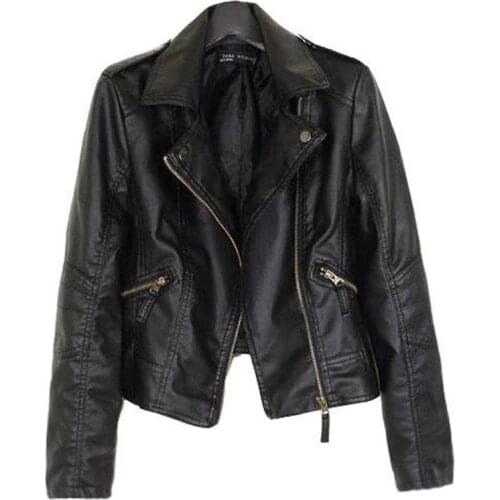 6XL Spring Autumn Women Short Faux PU Jacket Slim Punk Outwear Motorcycle Faux Leather Jacket Casual Coat Black Large Size Coats