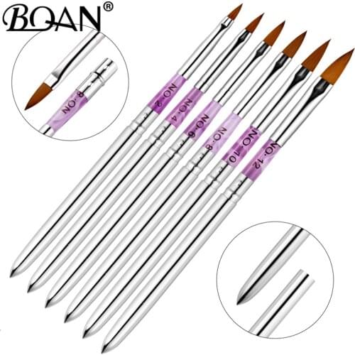 BQAN #2#4#6#8#10#12 Rhinestone Metal Nail Art Sculpture Carving Brush Acrylic Liquid Powder Flower Shaping Painting Bead Dotting