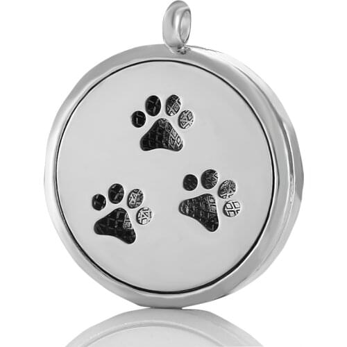 MODKISR High Quality Wholesale New Listing Exquisite Perfume Freshener Diffuser Magnet Stainless Dog footprint Trendy Necklace