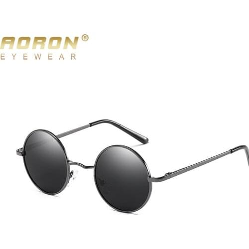 Fashion brand (6 Colors) Retro Classic leisure Style Round Polarized Alloy Sun glasses Male fashion Luxury Metal Sunglasses