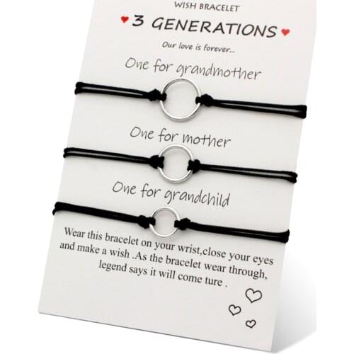 A SET- Grandmother Mother Grandchild Sisters Adjustable Bracelets Women Girl Unisex Couple Jewelry Friendship Gift Drop Shipping