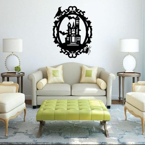 Haunted House Wall Decal Terror Themed Teens Bedroom Home Decor Vinyl Window Stickers Spooky Mansion Picture Frame Mural Q670