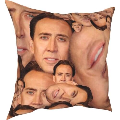 Nicolas Cage Collage Actor Pillowcase Printed Polyester Cushion Cover Decoration Pillow Case Cover Car Square 40*40cm