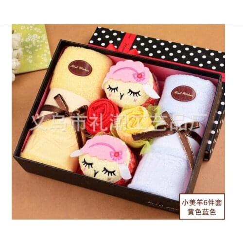 2021 New Creative lovely sheep and Rose shape Cotton Cake Towels for Wedding Party / Birthday/ Valentines Day