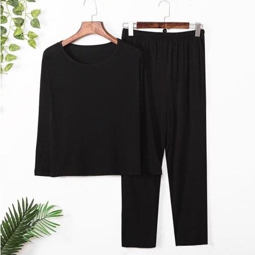 Modal Pajamas Set Long Sleeve Shirt Pants 2Piece/Set Cool Summer Sexy Red Mom Elastic Big 4XL Size Sleepwear 2020 Homewear