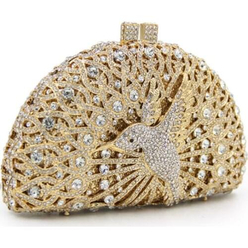 Hollow bird diamond gold Day Clutches Luxury Womens Mini Pearls Beaded Evening Bags Crystal Clutch Bags Bridal Wedding purse