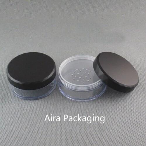 30pcs/lot 50ML Big Size Empty Plastic Cosmetic Powder Jar DIY Travel Portable Loose Powder Case with Sifter Women Beauty Tool