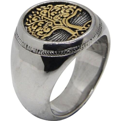 Rany&Roy Newest Golden Tree Ring 316L Stainless Steel Fashion Jewelry Punk Style Tree Ring