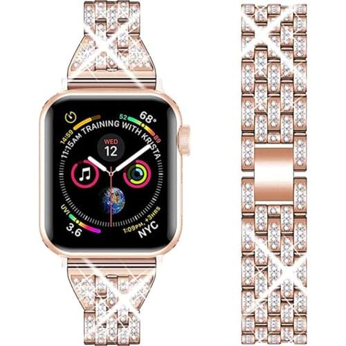 Women bands for apple watch se series 6 5 4 strap 40mm 44mm Luxury Diamond bling Bracelet for iwatch band 3 38mm 42mm correa