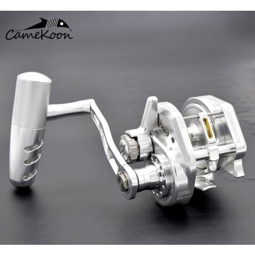 CAMEKOON All Metal Slow Jigging Reel 35KG Drag Power 13+2Bearings Line Out Click Alarm Saltwater Reel Boat Trolling Fishing Reel
