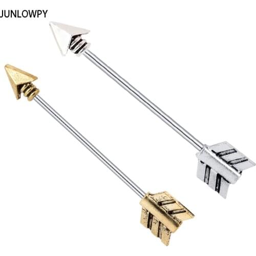 JUNLOWPY Industrial Barbell Earring Tribal Arrow Cartilage Piercing 14G Stainless Steel Helix-Conch Piercing Bar 1 1/2 Inch