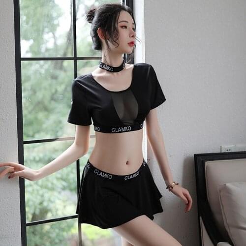 Sexy and lovely underwear JK uniform role-play secretary bikini lady three point sexy swimsuit pajamas set cute miniskirt